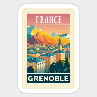 A Vintage Travel Art of Grenoble  - France Sticker